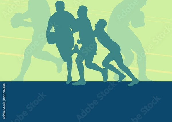 Obraz Rugby player man landscape vector background with forest