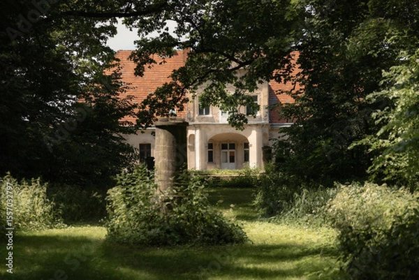 Fototapeta Opuszczony pałac widziany od strony parku pałacowego