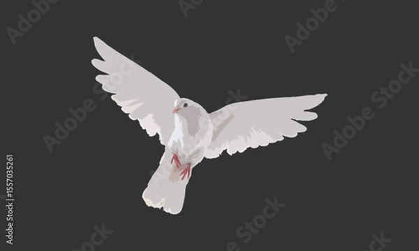 Fototapeta Vector flying pigeon  design fully editable high quality