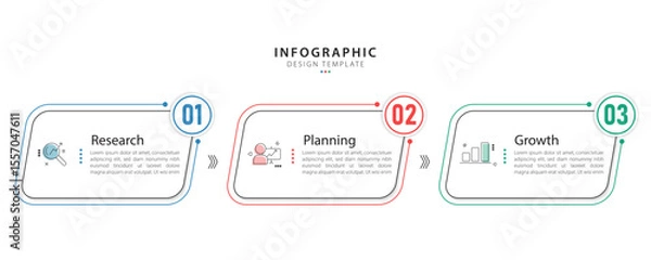 Fototapeta Business infographic template. 3 Step timeline journey. Process diagram, 3 options on white background, Infograph elements vector illustration.	
