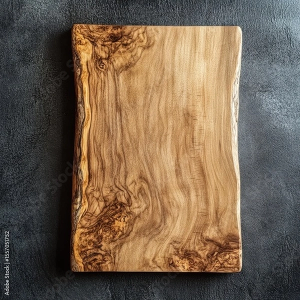 Obraz Preparing culinary delights on a rectangular wooden cutting board kitchen photo indoor top view wooden grain pattern