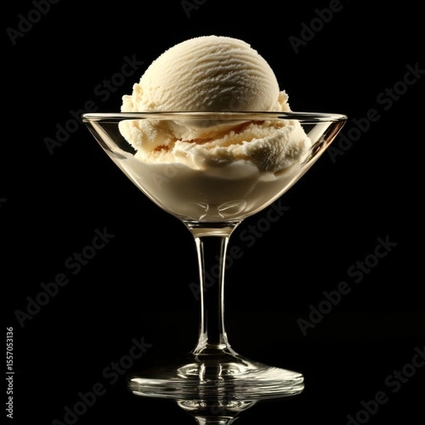 Obraz Enjoying a single scoop of vanilla ice cream in a glass dish indoor setting digital photography close-up view cool treat experience
