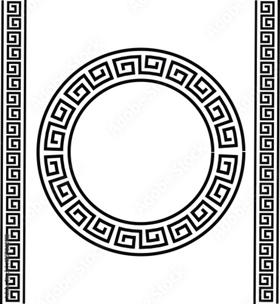 Fototapeta Greek style geometric seamless frames icon set isolated on transparent background. Decoration elements patterns. Vector collection frame design in grecian ancient style and meandros greek ornaments.
