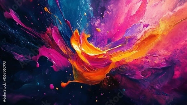 Fototapeta A bold watercolor background featuring vibrant splashes of color in a chaotic pattern.