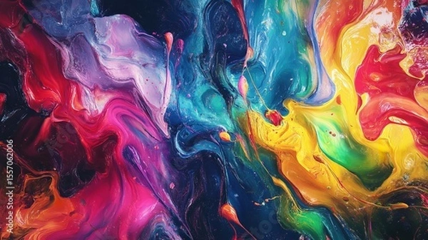 Fototapeta A bold watercolor background featuring vibrant splashes of color in a chaotic pattern.