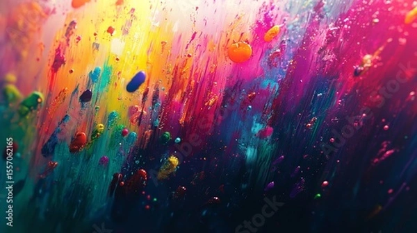 Fototapeta A bold watercolor background featuring vibrant splashes of color in a chaotic pattern.
