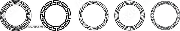 Fototapeta Greek style geometric seamless frames icon set isolated on transparent background. Decoration elements patterns. Vector collection frame design in grecian ancient style and meandros greek ornaments.
