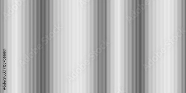 Obraz Frosted soft-glass texture with ribbed vertical gray stripes. Metallic silver polycarbonate effect forms an abstract gradient, ideal as a subtle window overlay or modern background banner.