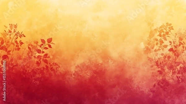 Obraz Autumn leaves with warm sunset backdrop.