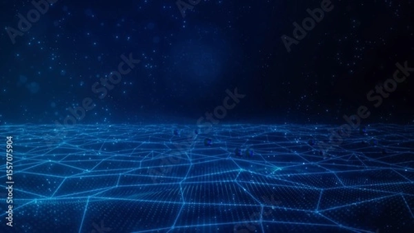 Fototapeta Abstract Digital Network Background with Glowing Blue Connections