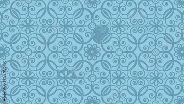 Obraz Elegant Light Blue Seamless Floral Damask Pattern for Decorative Backgrounds