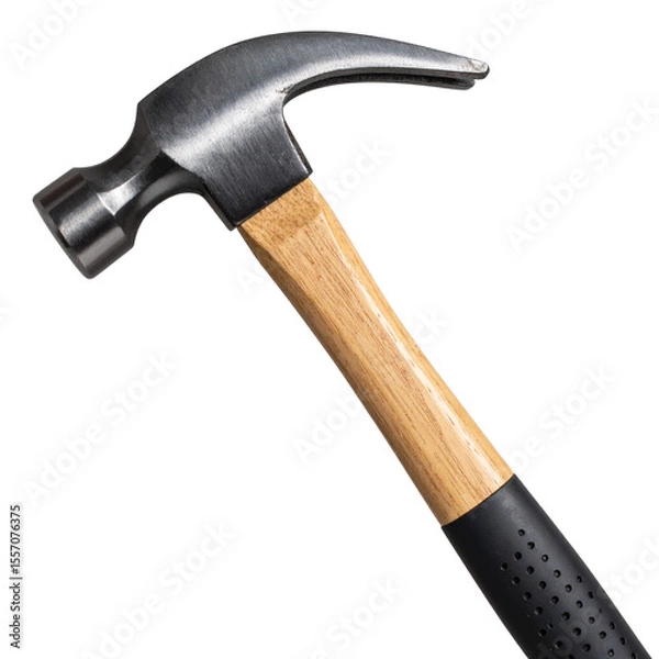 Fototapeta Classic sledgehammer with solid metal head and wooden handle, side view, isolated on transparent background PNG