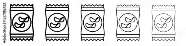 Fototapeta Potato chips Snacks bag icon vector outline symbol or illustration