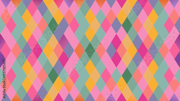 Obraz Vibrant Geometric Pattern with Diagonal Rhombus Design