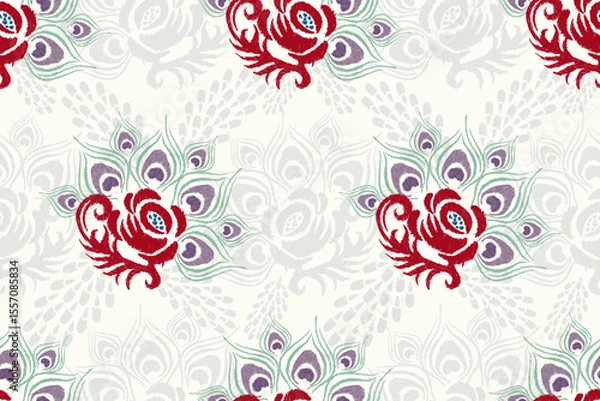 Obraz Ikat seamless floral pattern Vector illustration 