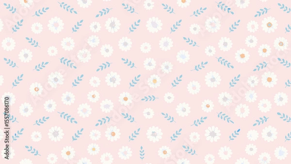 Obraz Delicate Floral Print Pattern on a Pastel Pink Background