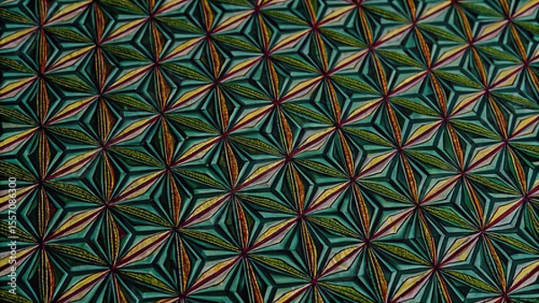 Obraz Vibrant Green Fabric with Geometric Triangle Pattern