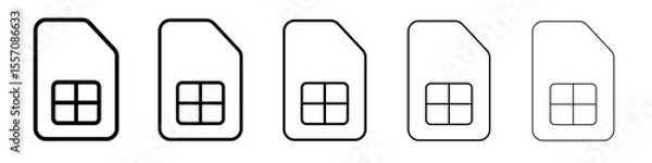 Fototapeta sim card icon vector outline symbol or illustration