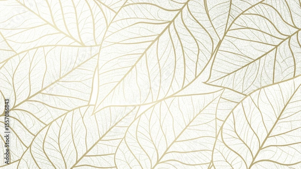 Obraz Elegant Gold Leaf Pattern on a White Background