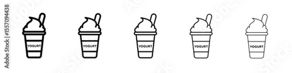 Fototapeta Yogurt icon vector outline symbol or illustration