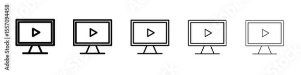 Fototapeta youtube screen icon vector outline symbol or illustration