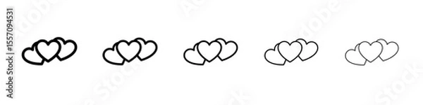 Fototapeta 3 hearts icon vector outline symbol or illustration