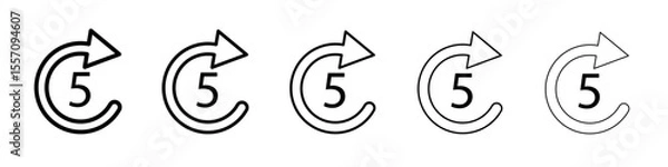 Fototapeta 5 sec skip icon vector outline symbol or illustration