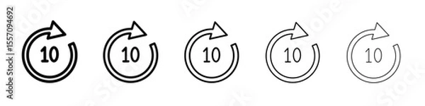 Fototapeta 10 sec skip icon vector outline symbol or illustration