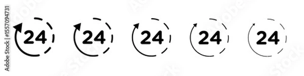 Fototapeta 24 hours icon vector outline symbol or illustration
