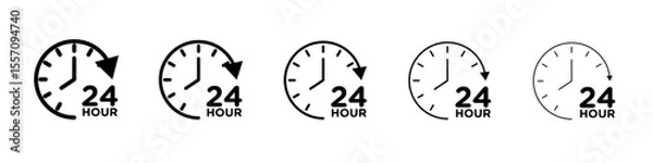 Fototapeta 24 hours icon vector outline symbol or illustration