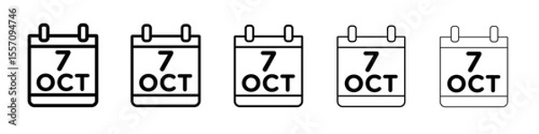 Fototapeta 7 october date icon vector outline symbol or illustration