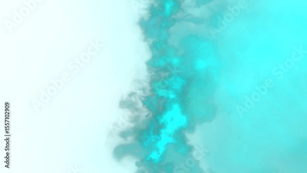 Fototapeta An evocative teal nebula cloud, showcasing ethereal smoke textures and a dynamic gradient against a deep, dark backdrop.
