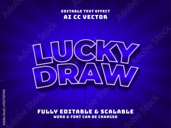 Obraz Lucky draw 3d blue editable vector text effect. casino game