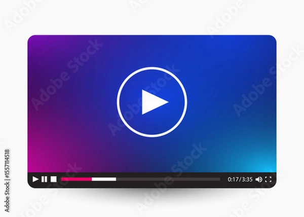 Obraz Flat video player template for web and mobile apps. Vector illustration