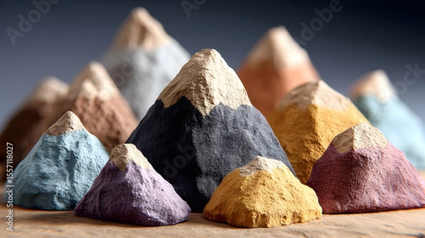 Obraz Colorful Handmade Paper Mache Mountain Range Art