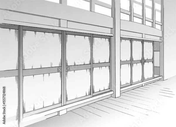 Obraz 漫画風ペン画イラスト　和風_室内