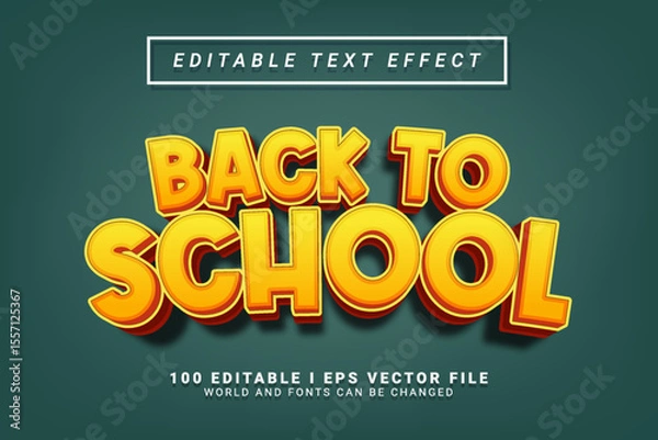 Obraz yellow back to school 3d style text effect design
