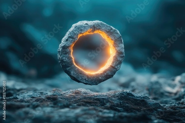 Obraz Floating stone ring with fiery glow