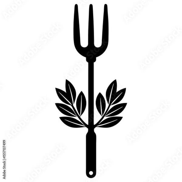 Fototapeta Garden Fork Icon | Generative AI Vector & Linocut Silhouette Design