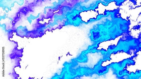 Fototapeta Blue and white abstract paint background combustion pattern noise grainy blur effect