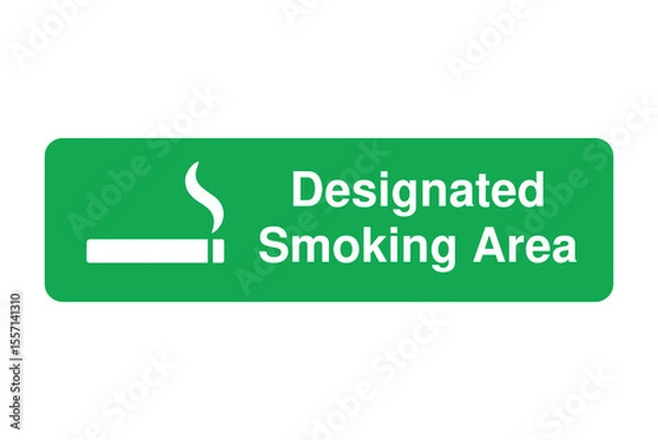 Fototapeta Designated Smoking Area Sign – Green Rectangle with White Cigarette Symbol – High Quality Vectorial Stock Image