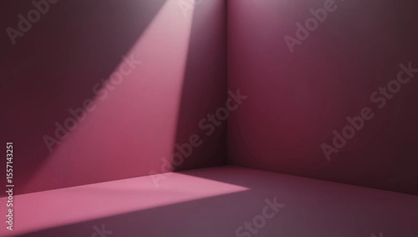 Obraz Minimalistic light background. burgundy wall with sunlight