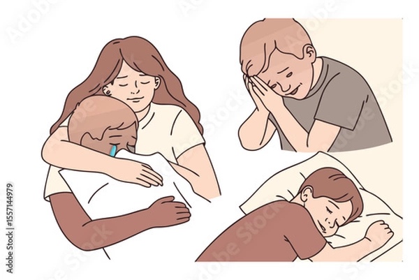 Fototapeta Whispers of Comfort and Solace: A poignant illustration captures the essence of empathy, offering solace and support amidst the spectrum of human emotions.
