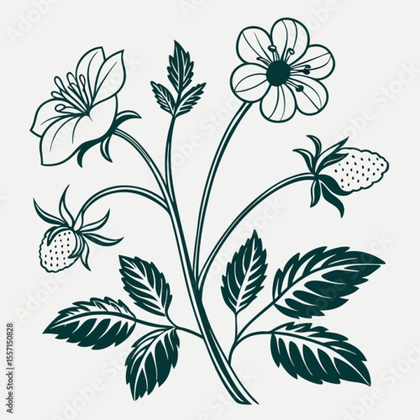 Fototapeta Garden Plant Icon Set | Generative AI Vector & Linocut Silhouette Design