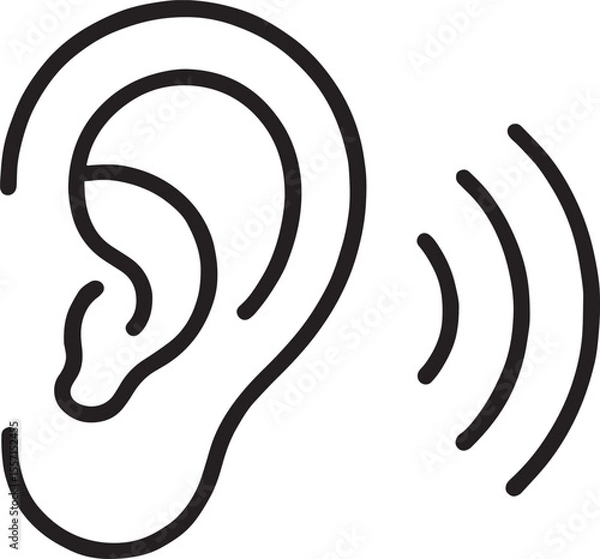 Fototapeta Active listening icon in outline style , Human ear listening icon,  vector illustration .