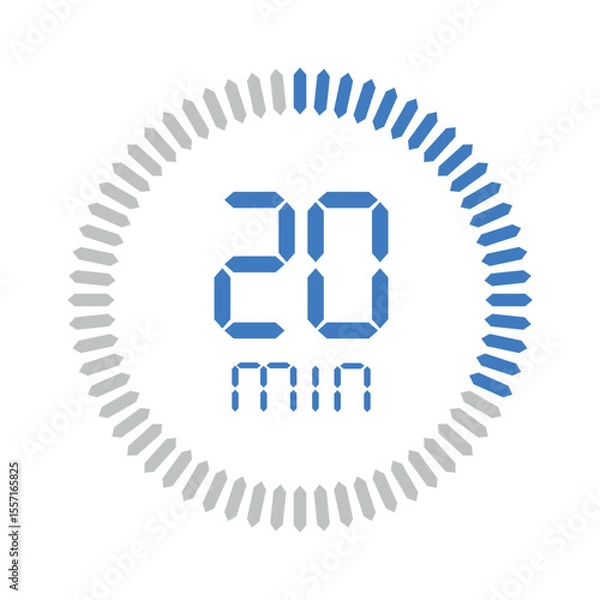 Obraz Timer 20 minute. Stopwatch isolated set icons. Countdown timer symbol icon set. vector illustration.