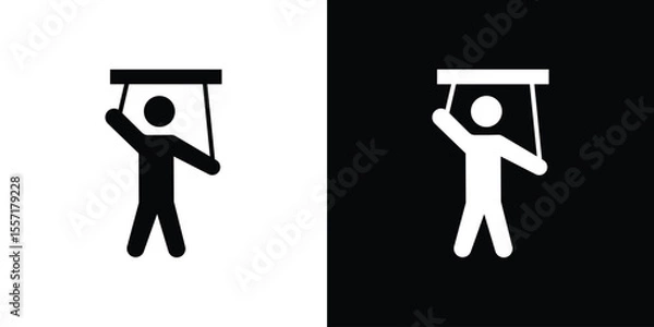 Fototapeta Puppet icon. Black Silhouette. Graphic illustration.