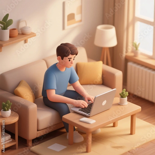 Fototapeta a Man Working Remote