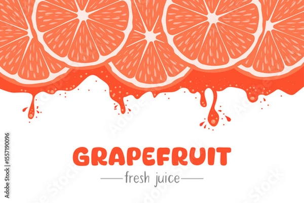 Obraz A label template for natural grapefruit juice. Organic fresh fruits. Vector illustration