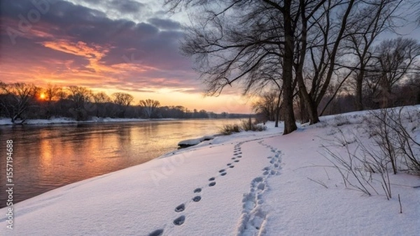 Obraz sunset in winter